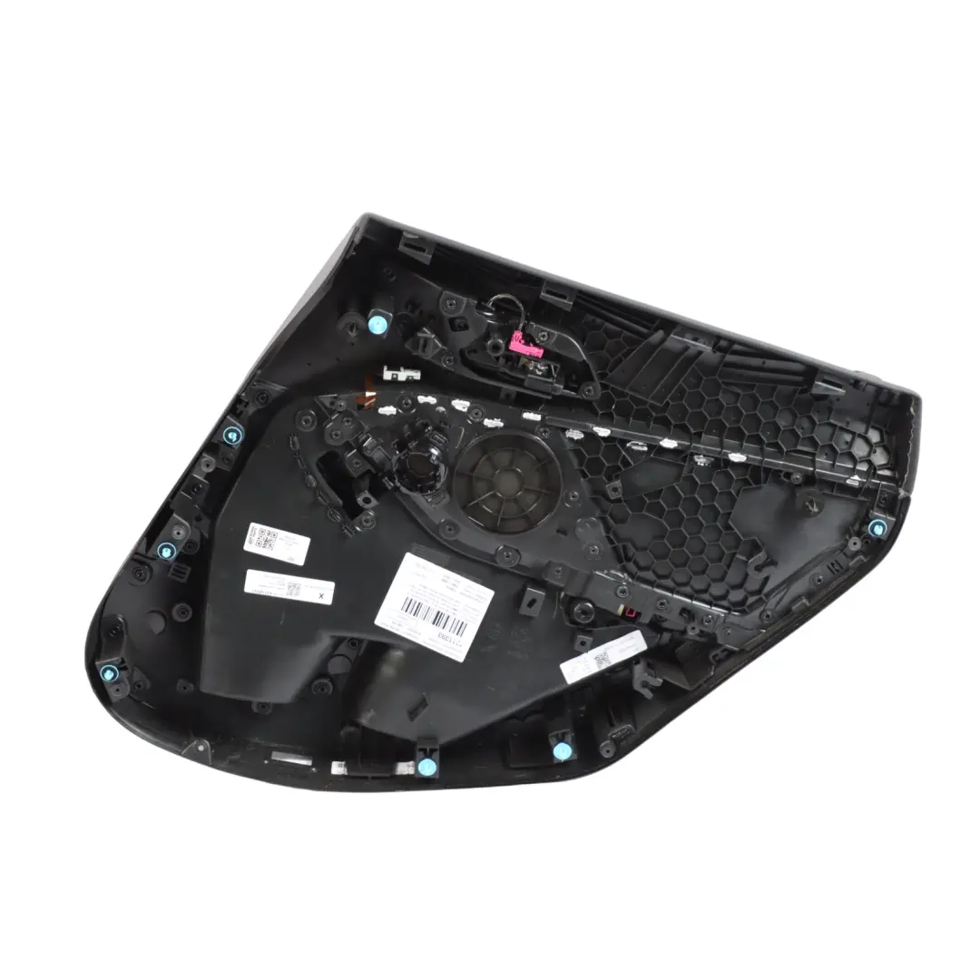 Door Card Rear Left N/S Trim Dakota Black Blue Stitching to BMW F44 with Part number 9418359 BMW F44 Door Card Rear Left N/S Trim Dakota Black Blue Stitching - SKU 9418359 - Part number 9418359