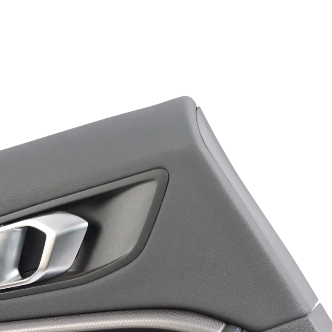 Door Card Rear Left N/S Trim Dakota Black Blue Stitching to BMW F44 with Part number 9418359 BMW F44 Door Card Rear Left N/S Trim Dakota Black Blue Stitching - SKU 9418359 - Part number 9418359