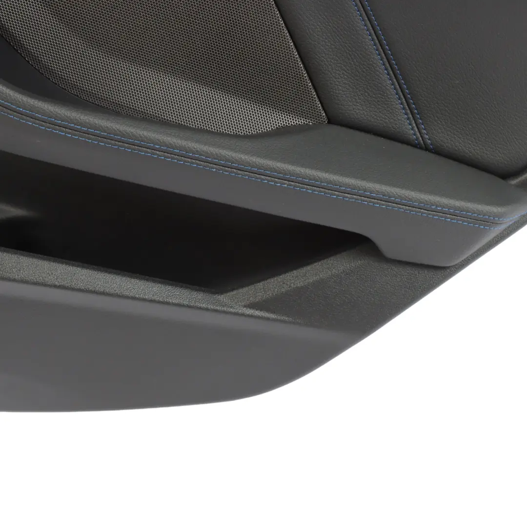 Door Card Rear Right O/S Trim Dakota Black Blue Stitching to BMW F44 with Part number 9418360 BMW F44 Door Card Rear Right O/S Trim Dakota Black Blue Stitching - SKU 9418360 - Part number 9418360