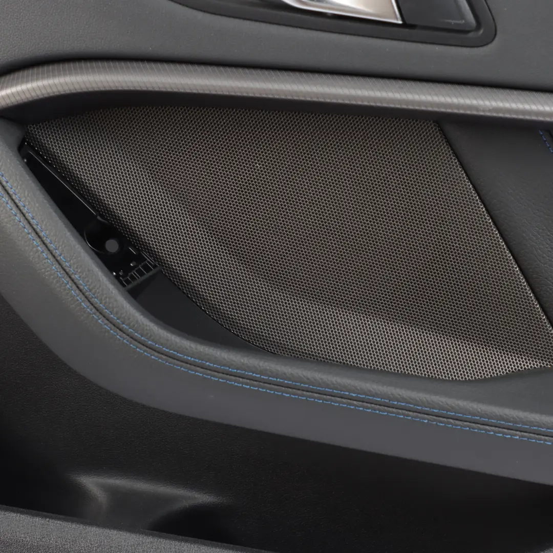 Door Card Rear Right O/S Trim Dakota Black Blue Stitching to BMW F44 with Part number 9418360 BMW F44 Door Card Rear Right O/S Trim Dakota Black Blue Stitching - SKU 9418360 - Part number 9418360