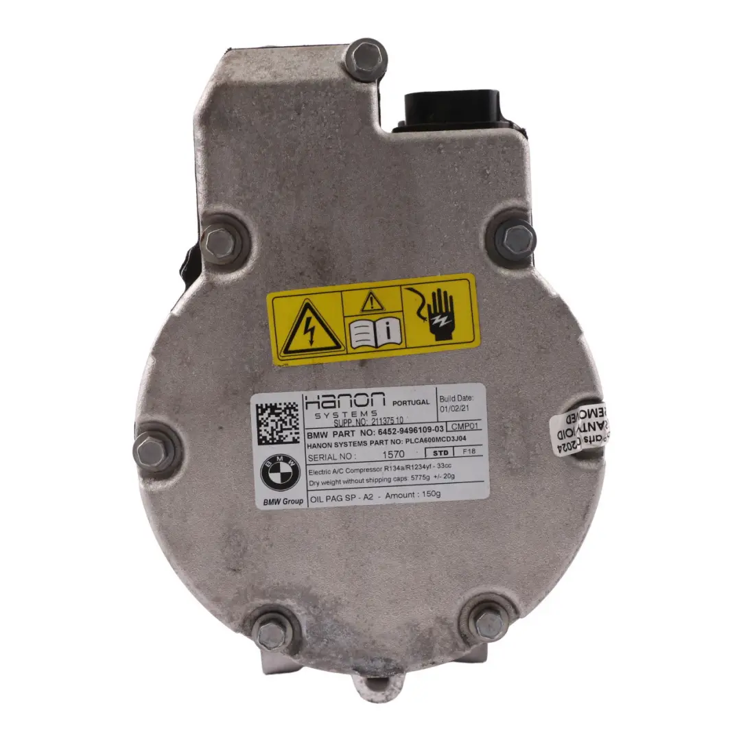 Aire Acondicionado Compresor A/C para BMW F30 F45 G20 G30 Mini F60 con número de pieza 9496106 BMW F30 F45 G20 G30 Mini F60 Aire Acondicionado Compresor A/C - SKU 9496106 - Número de pieza 9496106