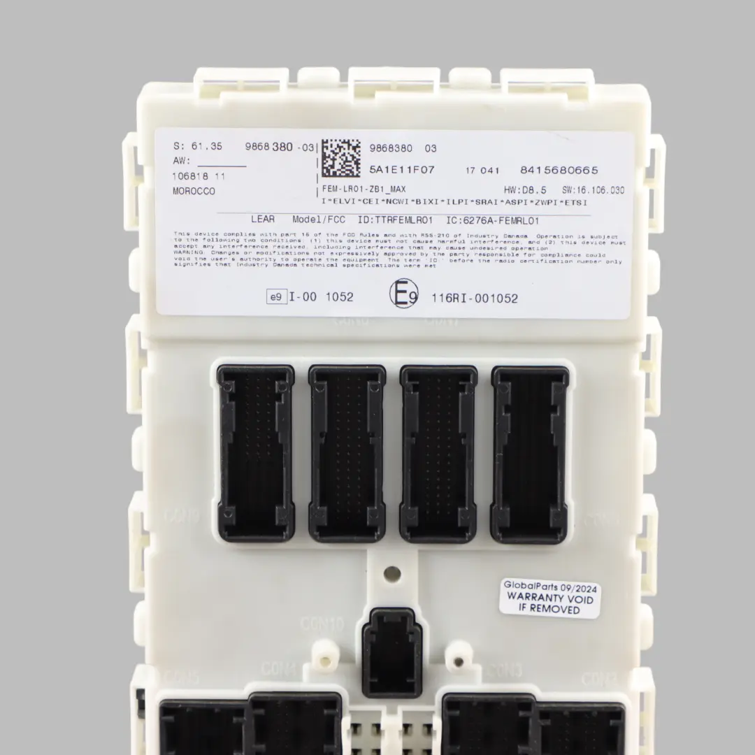 Body Control Comfort Module Unit FEM ECU to BMW F20 F30 F80 F82 F87 with Part number 9868380 BMW F20 F30 F80 F82 F87 Body Control Comfort Module Unit FEM ECU - SKU 9868380 - Part number 9868380