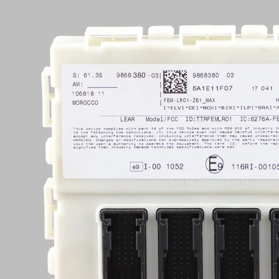 Body Control Comfort Module Unit FEM ECU to BMW F20 F30 F80 F82 F87 with Part number 9868380 BMW F20 F30 F80 F82 F87 Body Control Comfort Module Unit FEM ECU - SKU 9868380 - Part number 9868380