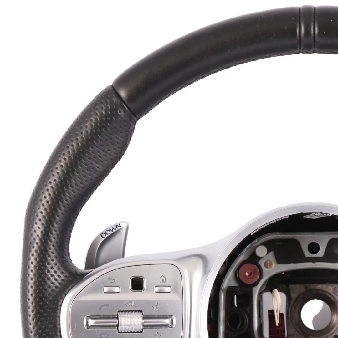 Steering Wheel Mercedes W177 V177 AMG Black Leather Paddle Shift to with Part number A0004609908 Steering Wheel Mercedes W177 V177 AMG Black Leather Paddle Shift - SKU A0004609908 - Part number A0004609908