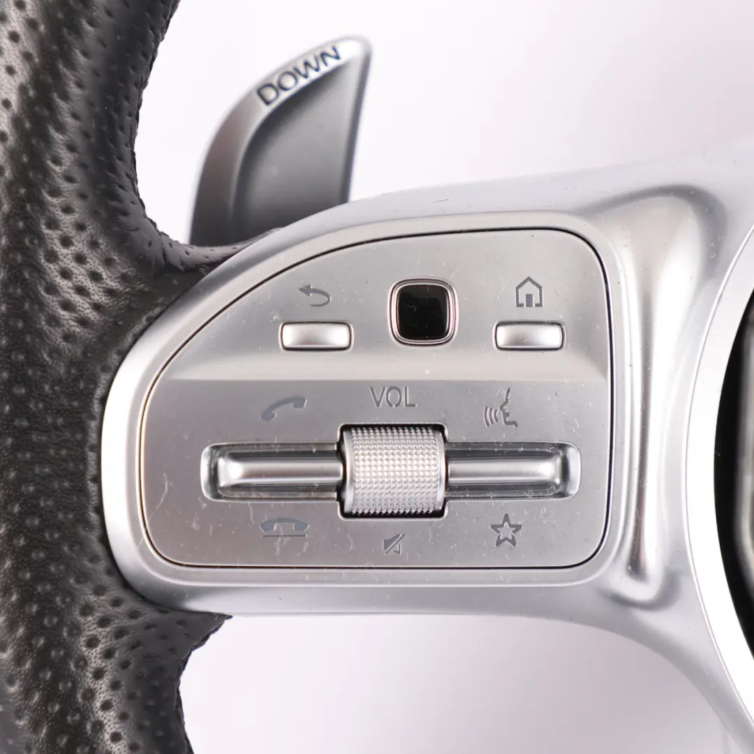 Steering Wheel Mercedes W177 V177 AMG Black Leather Paddle Shift to with Part number A0004609908 Steering Wheel Mercedes W177 V177 AMG Black Leather Paddle Shift - SKU A0004609908 - Part number A0004609908