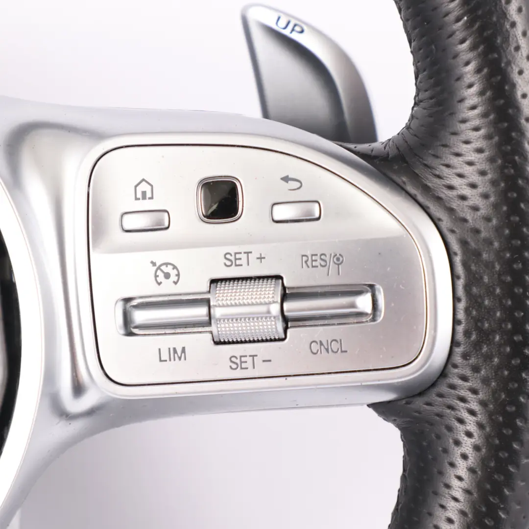 Steering Wheel Mercedes W177 V177 AMG Black Leather Paddle Shift to with Part number A0004609908 Steering Wheel Mercedes W177 V177 AMG Black Leather Paddle Shift - SKU A0004609908 - Part number A0004609908
