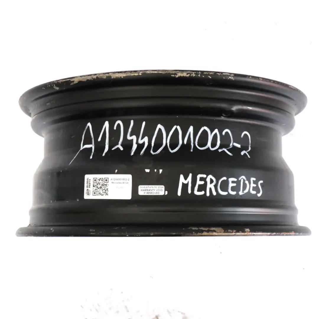 Mercedes W124 S124 Jante de roue de secours noire en acier R15 6.5J - SKU A1244001002-2 - Numéro de pièce A1244001002