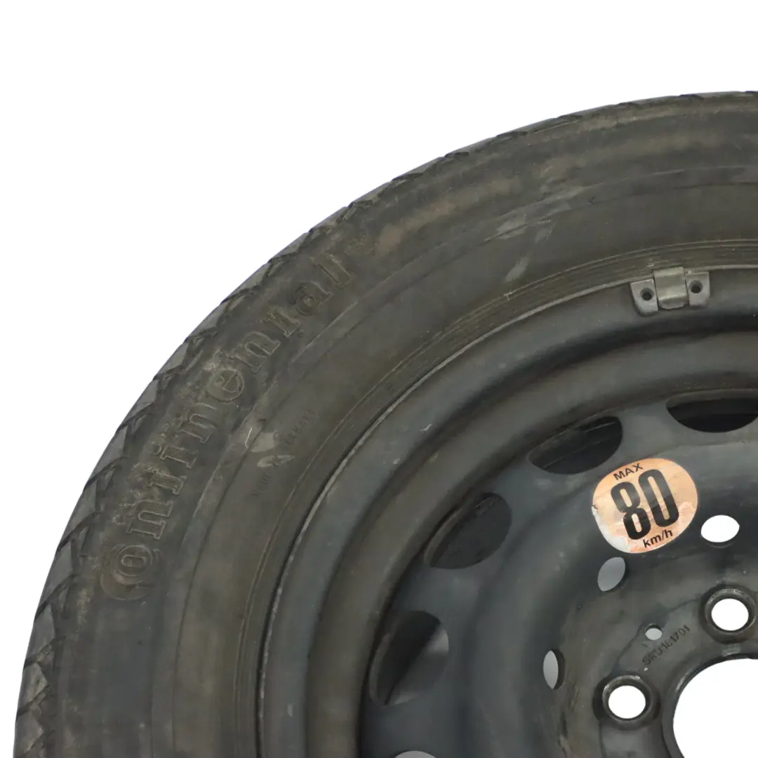 Ersatzrad Stahl 16" Bereifung Continental R16 235/60 für Mercedes C140 mit Teilenummer A1404000802 Mercedes C140 Ersatzrad Stahl 16" Bereifung Continental R16 235/60 - SKU A1404000802 - Teilenummer A1404000802