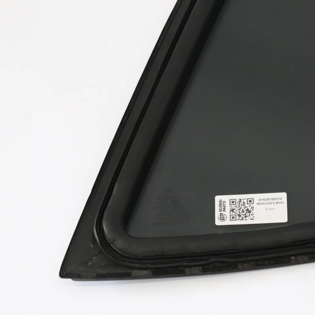 Trasero Izquierdo Ventana Cuarto Absorbente AS3 Vidrio para Mercedes W163 con número de pieza A1636700312 Mercedes W163 Trasero Izquierdo Ventana Cuarto Absorbente AS3 Vidrio - SKU A1636700312 - Número de pieza A1636700312