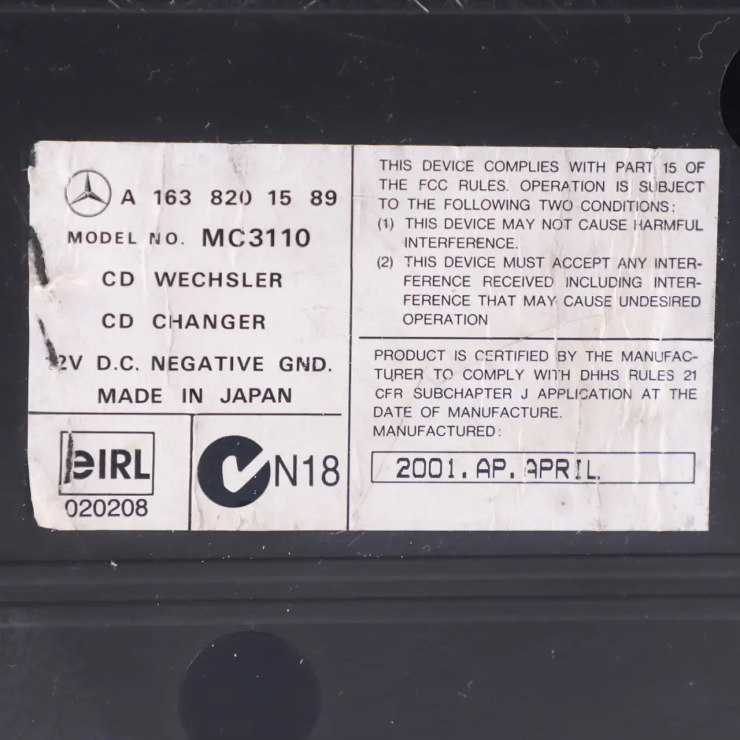 CD Changer Mercedes ML W163 6 Disc Changer With Magazine - SKU A1638201589 - Part number A1638201589