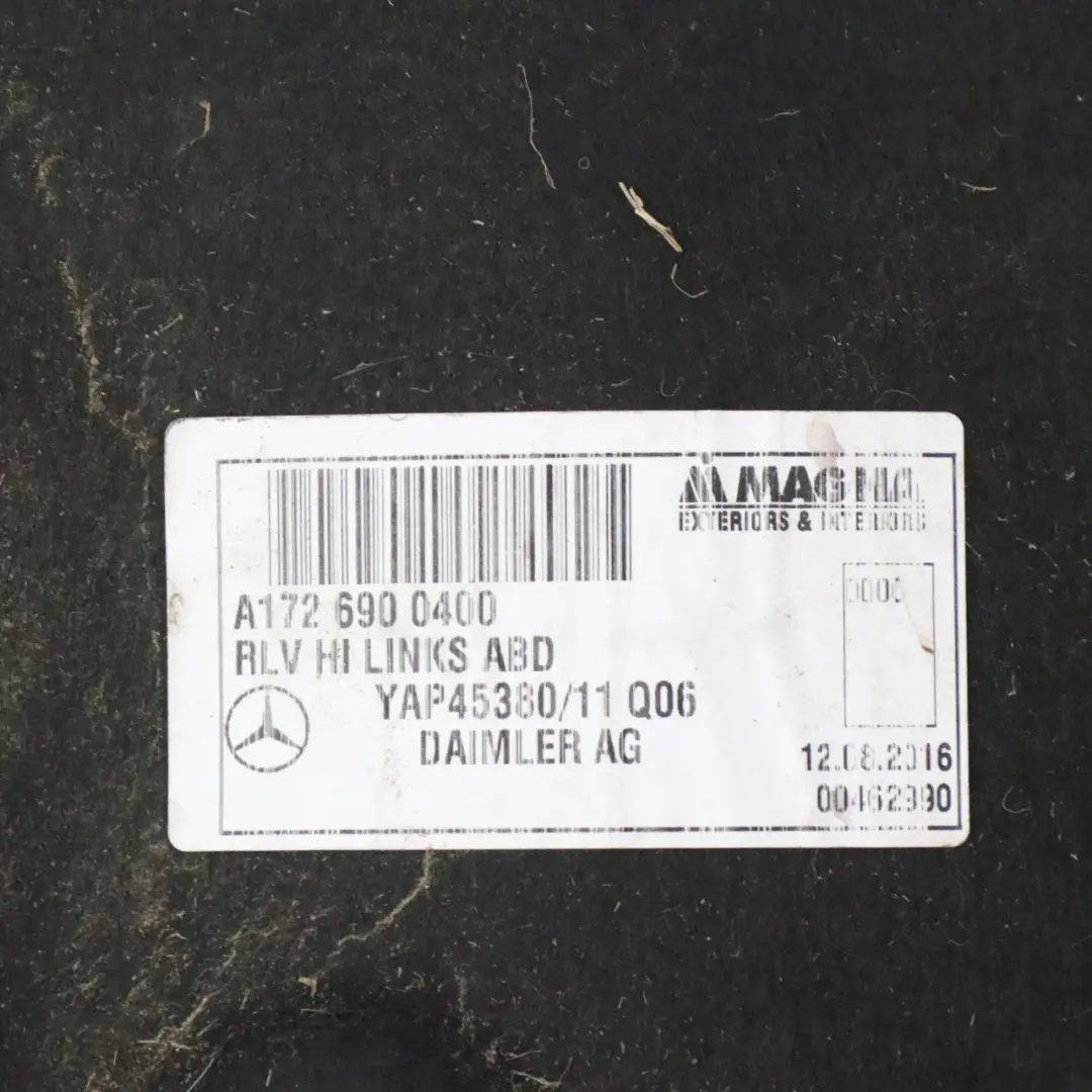 Radlauf Abdeckung hinten Links Innen Verkleidung für Mercedes R172 mit Teilenummer A1726900400 Mercedes R172 Radlauf Abdeckung hinten Links Innen Verkleidung - SKU A1726900400 - Teilenummer A1726900400