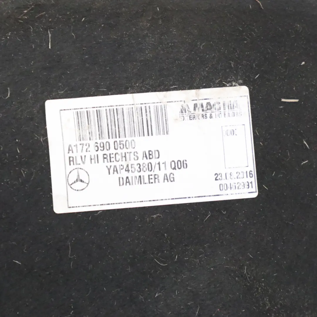Radkasten Abdeckung Hinten Rechts Innen Verkleidung für Mercedes R172 mit Teilenummer A1726900500 Mercedes R172 Radkasten Abdeckung Hinten Rechts Innen Verkleidung - SKU A1726900500 - Teilenummer A1726900500
