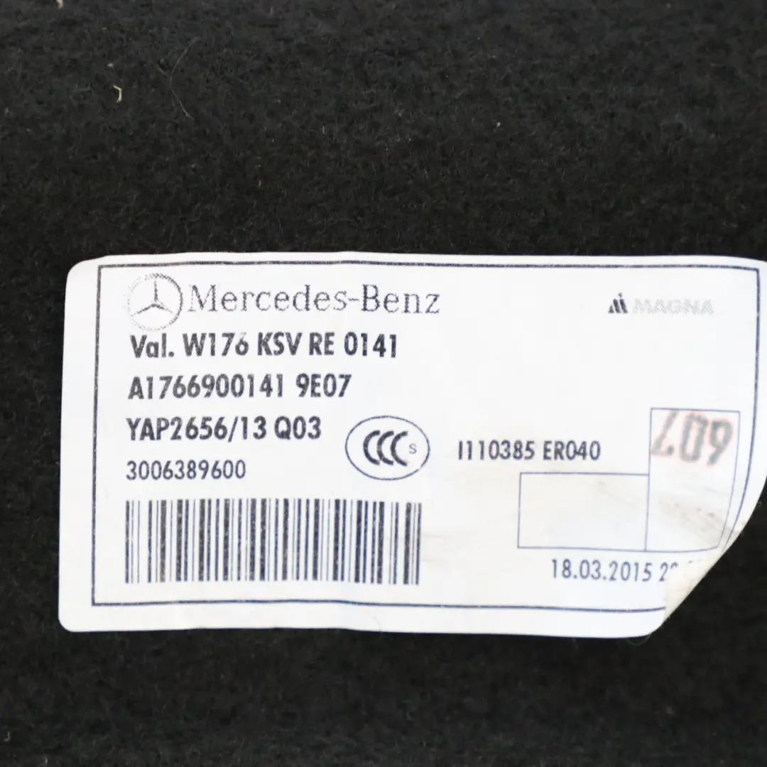 Mercedes W176 Kofferraum rechts seitliche Verkleidung Abdeckung - SKU A1766900141-1 - Teilenummer A1766900141