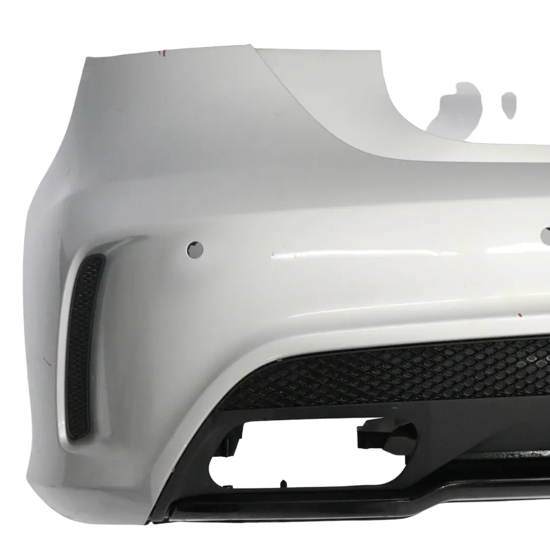 Bumper Rear Trim Panel AMG Polar Silver Metallic - 761 to Mercedes W176 with Part number A1768805840 Mercedes W176 Bumper Rear Trim Panel AMG Polar Silver Metallic - 761 - SKU A1768805840-PLS1 - Part number A1768805840