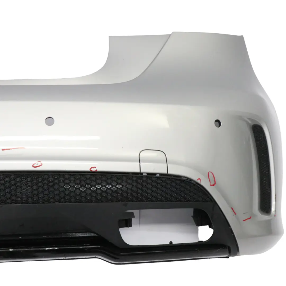 Bumper Rear Trim Panel AMG Polar Silver Metallic - 761 to Mercedes W176 with Part number A1768805840 Mercedes W176 Bumper Rear Trim Panel AMG Polar Silver Metallic - 761 - SKU A1768805840-PLS1 - Part number A1768805840