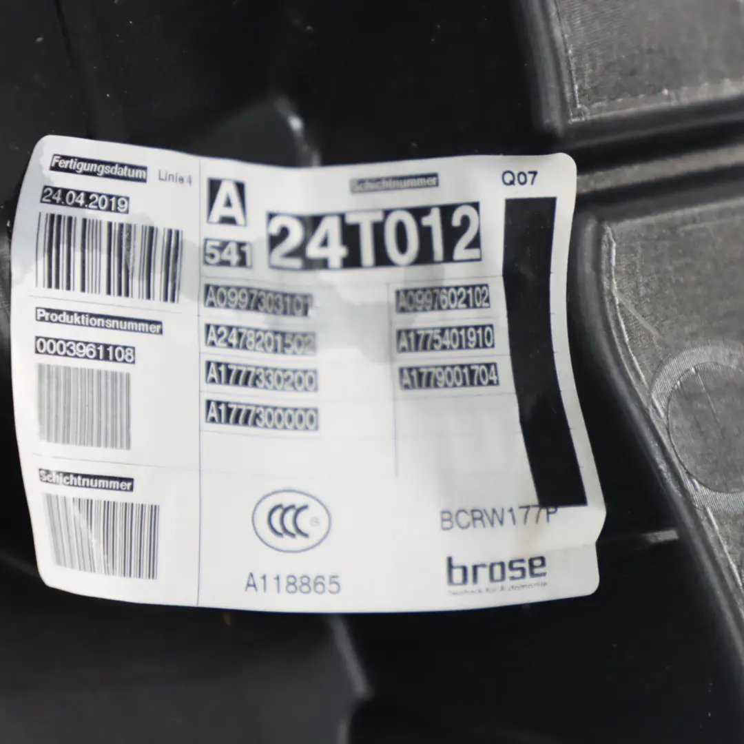 Mercedes W177 Door Card Mount Rear Left N/S Window Regulator Lifter Holder Panel - SKU A1777300302 - Part number A1777300302