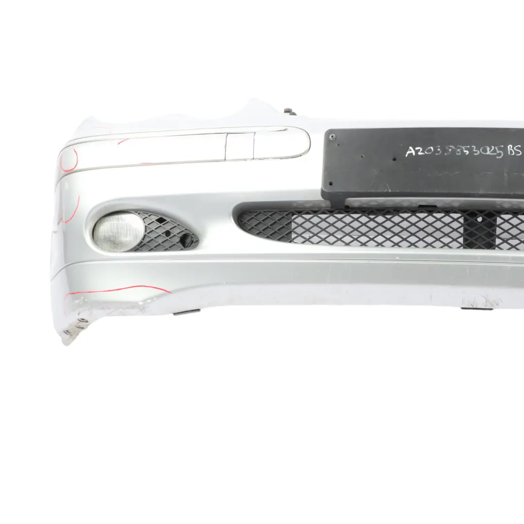 Front Bumper Trim Panel Brilliant Silver Metallic - 744 to Mercedes W203 with Part number A2038853025 Mercedes W203 Front Bumper Trim Panel Brilliant Silver Metallic - 744 - SKU A2038853025-BS1 - Part number A2038853025