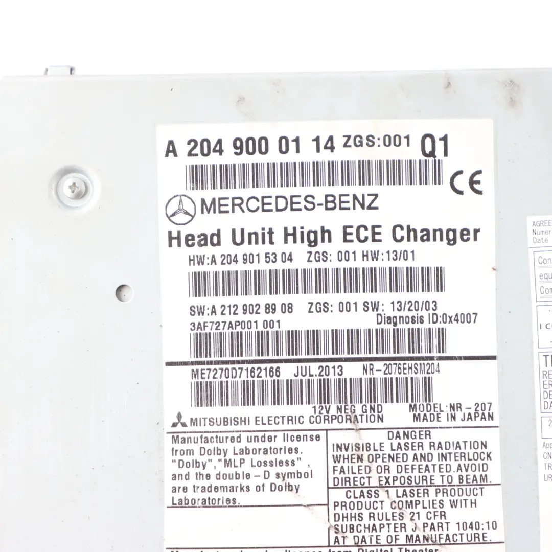 Navigation CD Player Radio Stereo Sat Nav Head Unit to Mercedes W204 with Part number A2049000114 Mercedes W204 Navigation CD Player Radio Stereo Sat Nav Head Unit - SKU A2049000114 - Part number A2049000114