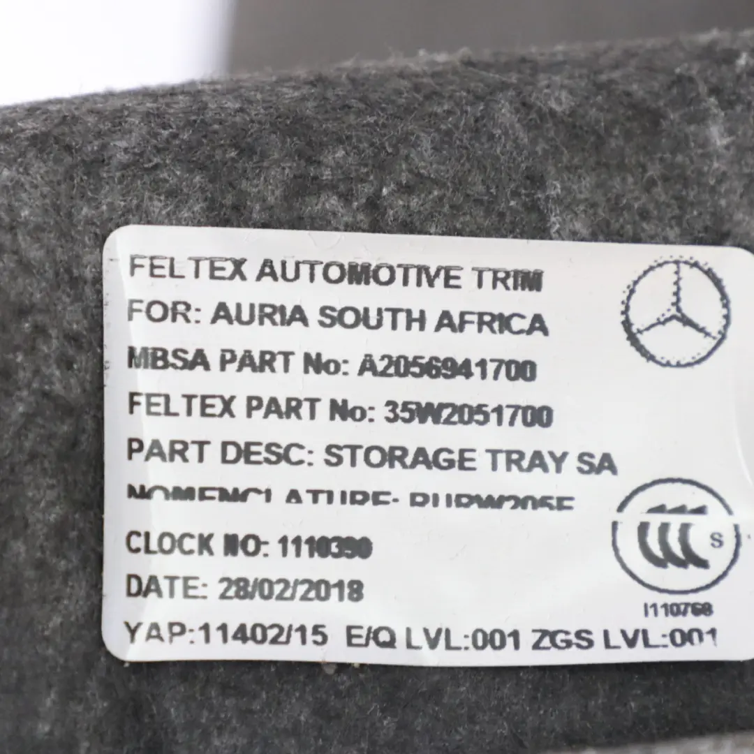Mercedes W205 Boot Trunk Floor Saloon Liner Trim Carpet Well Cover - SKU A2056941700 - Part number A2056941700