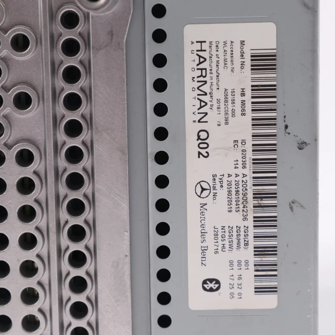 Harman Radio Stereo Lettore CD Audio Sat Head Unit per Mercedes W205 con numero di parte A2059004236 Mercedes W205 Harman Radio Stereo Lettore CD Audio Sat Head Unit - SKU A2059004236 - Numero di parte A2059004236