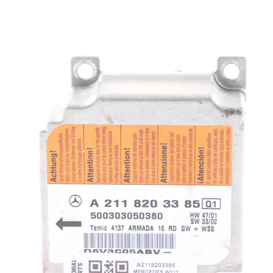 Module Control Unit ECU Module to Mercedes W211 Air with Part number A2118203385 Mercedes W211 Air Module Control Unit ECU Module - SKU A2118203385 - Part number A2118203385