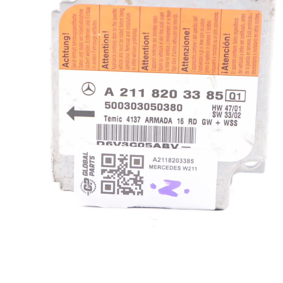 Mercedes W211 Air Module Control Unit ECU Module - SKU A2118203385 - Part number A2118203385