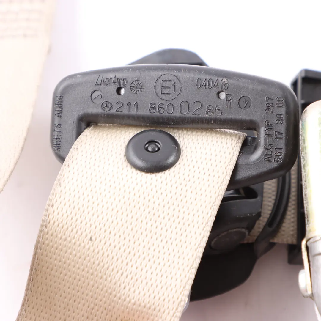 Mercedes W211 Seat Belt Front Right O/S Seatbelt Beige - SKU A2118600285-1 - Part number A2118600285