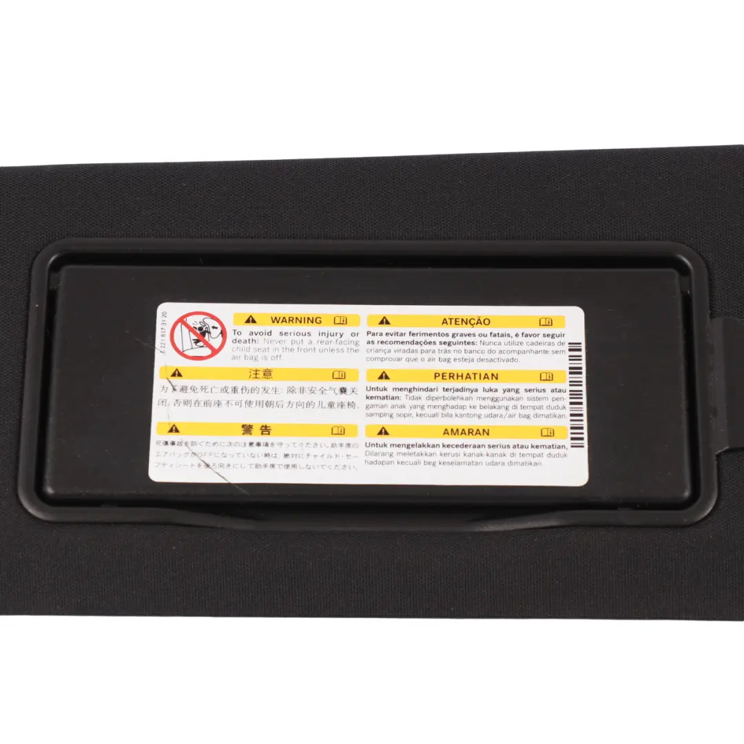 Sunvisor Front Left N/S Cover Trim Panel Black to Mercedes X218 with Part number A2128104510 Mercedes X218 Sunvisor Front Left N/S Cover Trim Panel Black - SKU A2128104510 - Part number A2128104510