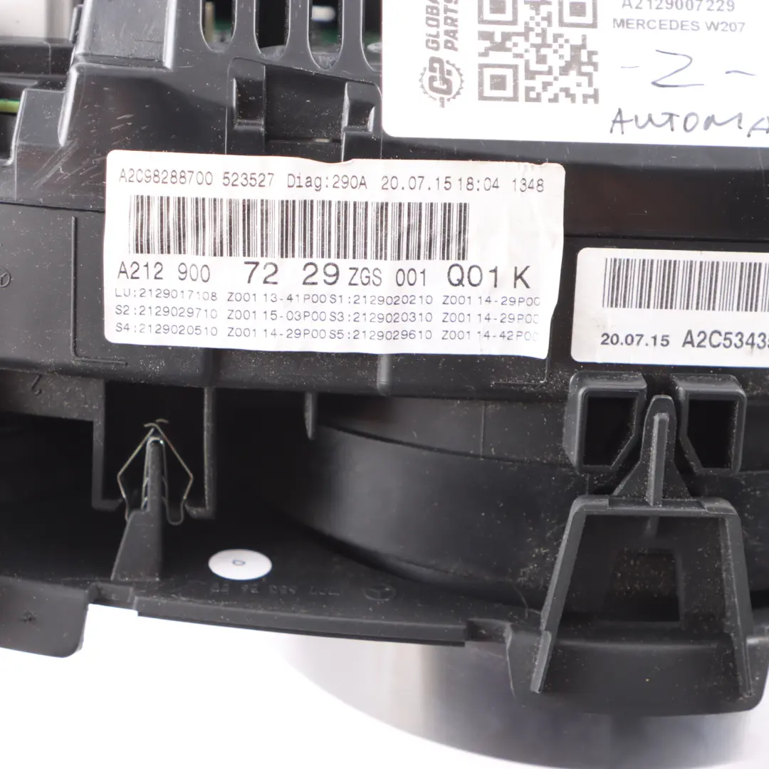 Mercedes C207 Petrol Instrument Cluster Speed Meter Clocks Automatic - SKU RHD-A2129007229 - Part number A2129007229