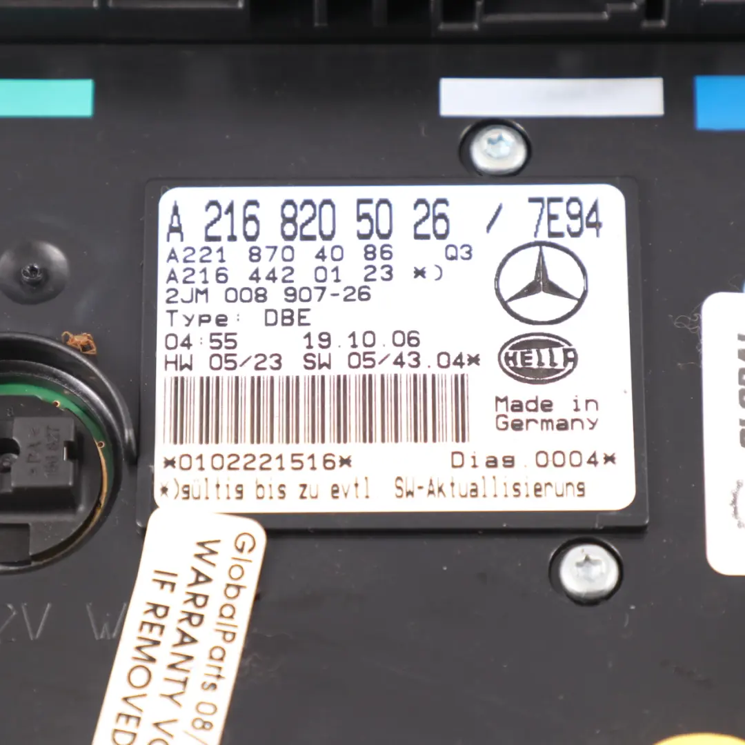  Luce tetto Mercedes C216 W221 Lampada Pannello interruttore interno - SKU A2168205026 - Numero di parte A2168205026