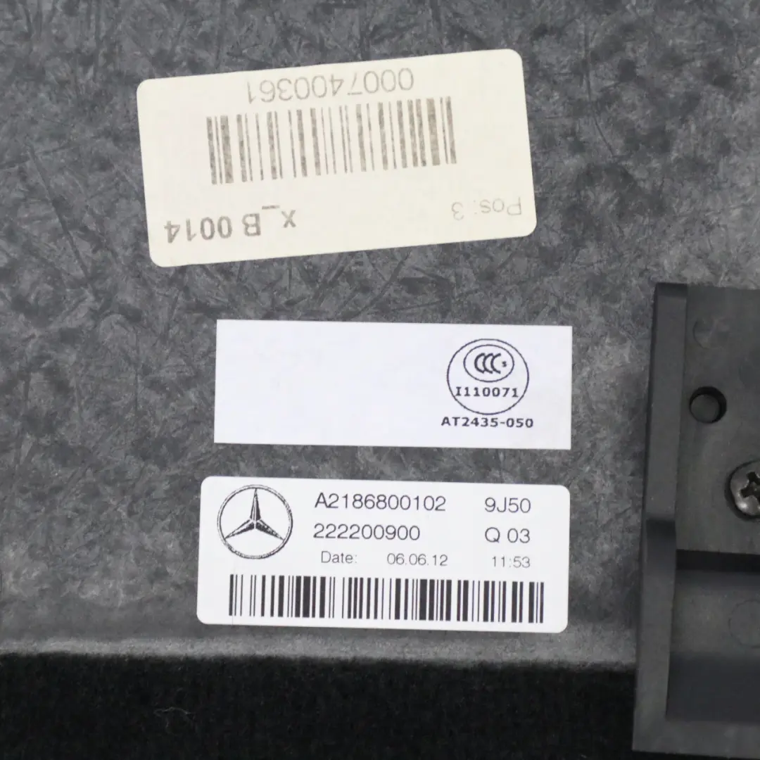 Mercedes CLS X218 Baule Stivale Pannello copertura pavimento Nero - SKU A2186800102 - Numero di parte A2186800102