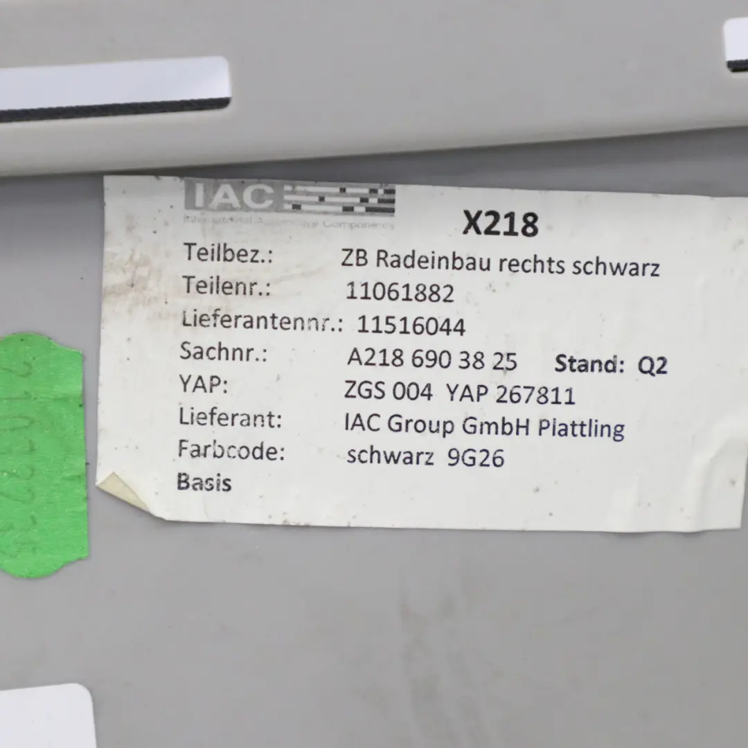 Mercedes CLS X218 Säule C Rechts Unten Hinten Abdeckung Schwarz - SKU A2186903825 - Teilenummer A2186903825