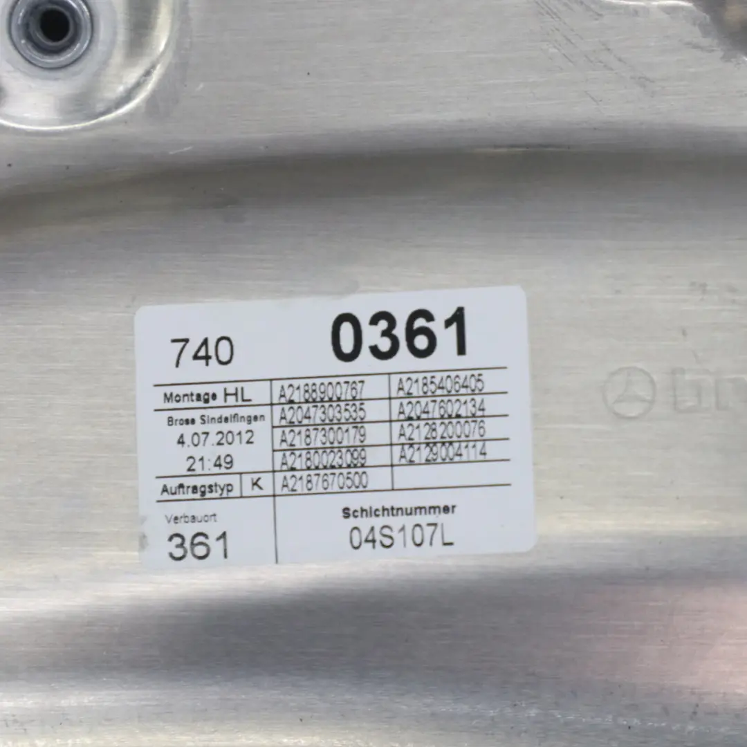 Mercedes CLS W218 Panel Mechanizm Podnośnik Szyby Lewy Tył - SKU A2187300379-2 - Numer Części A2187300379