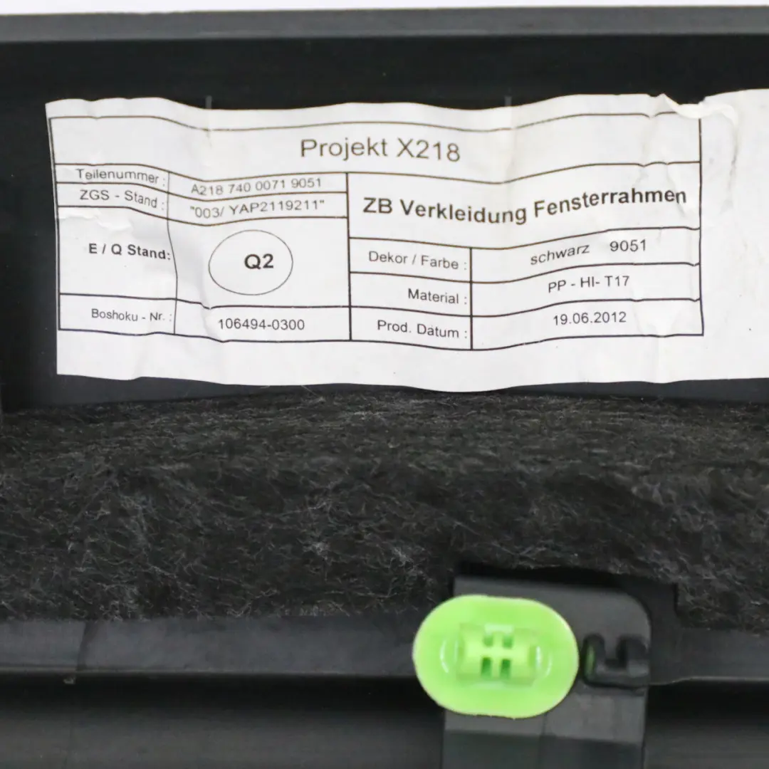 Mercedes CLS X218 Rear Window Inner Frame Trim Cover Black - SKU A2187400071 - Part number A2187400071