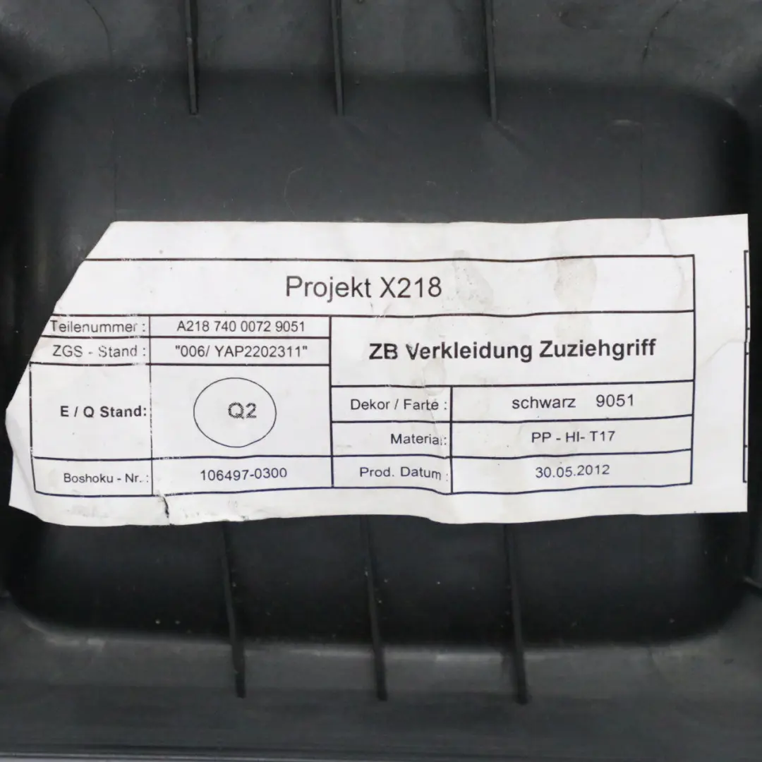 Mercedes CLS X218 Coperchio maniglia baule Nero - SKU A2187401000 - Numero di parte A2187400072