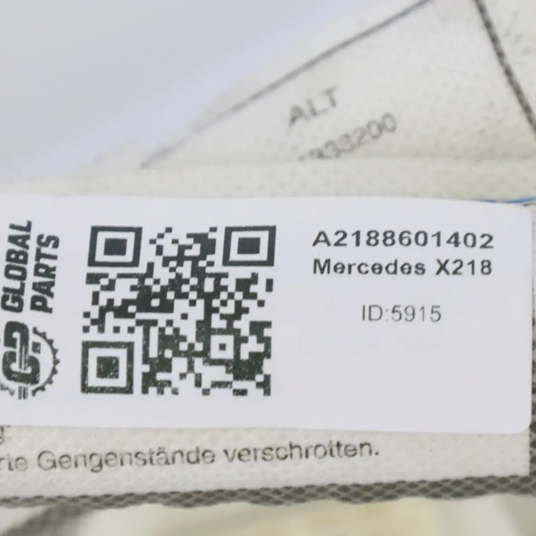 Módulo de Aire Lateral Derecho Bolsa Cortina para Mercedes CLS X218 con número de pieza A2188601402 Mercedes CLS X218 Módulo de Aire Lateral Derecho Bolsa Cortina - SKU A2188601402 - Número de pieza A2188601402