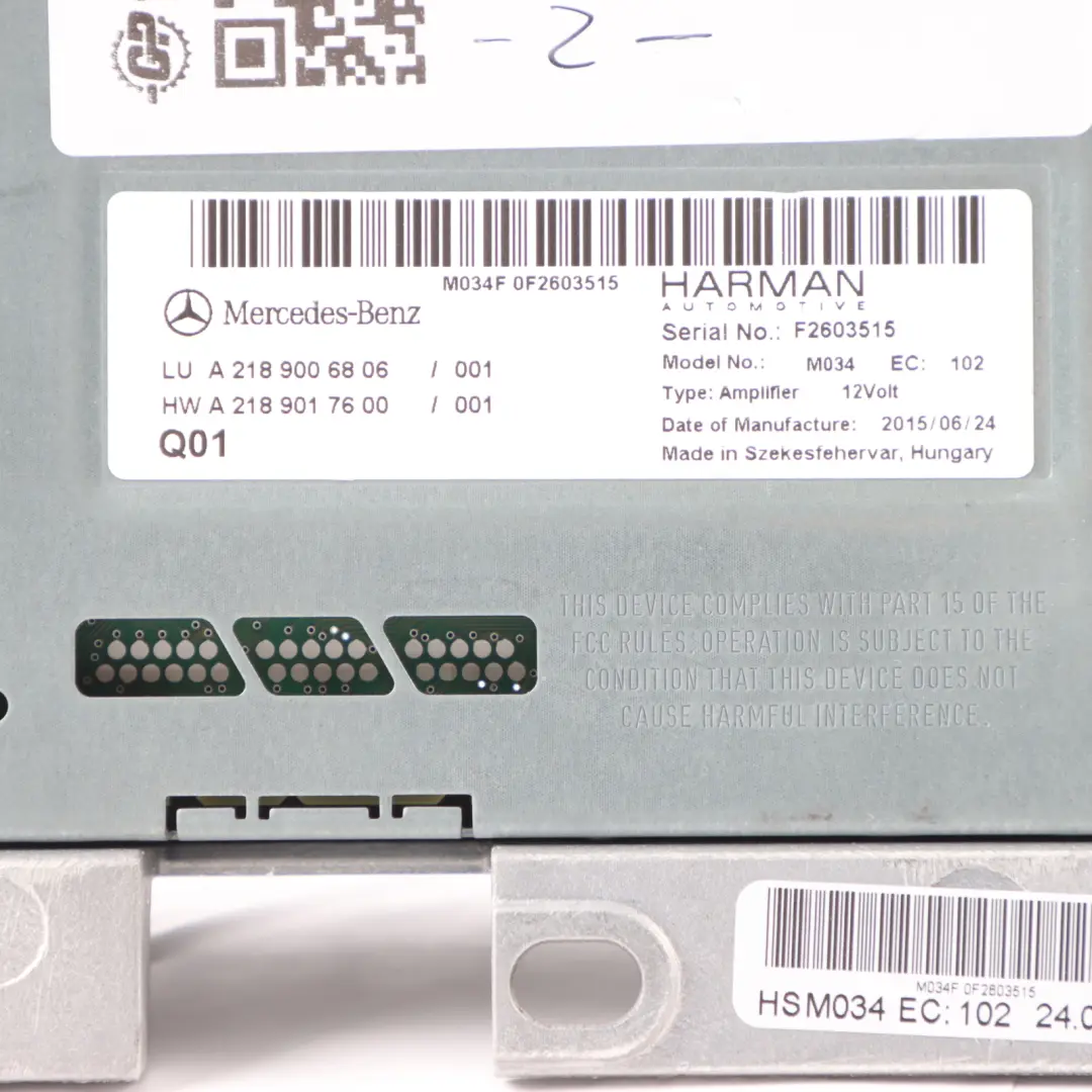 Mercedes W207 Harman Unidad Módulo Amplificador Premium Sound - SKU A2189006806 - Número de pieza A2189006806