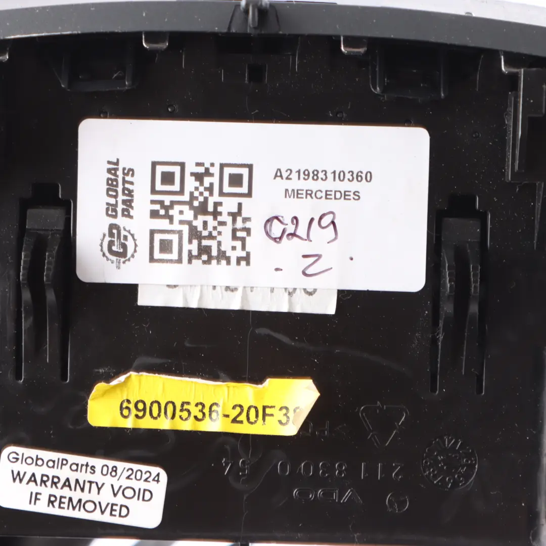  Panel Mercedes W219 Air Conditioning Heater Blower Control Panel - SKU A2198310360 - Part number A2198310360
