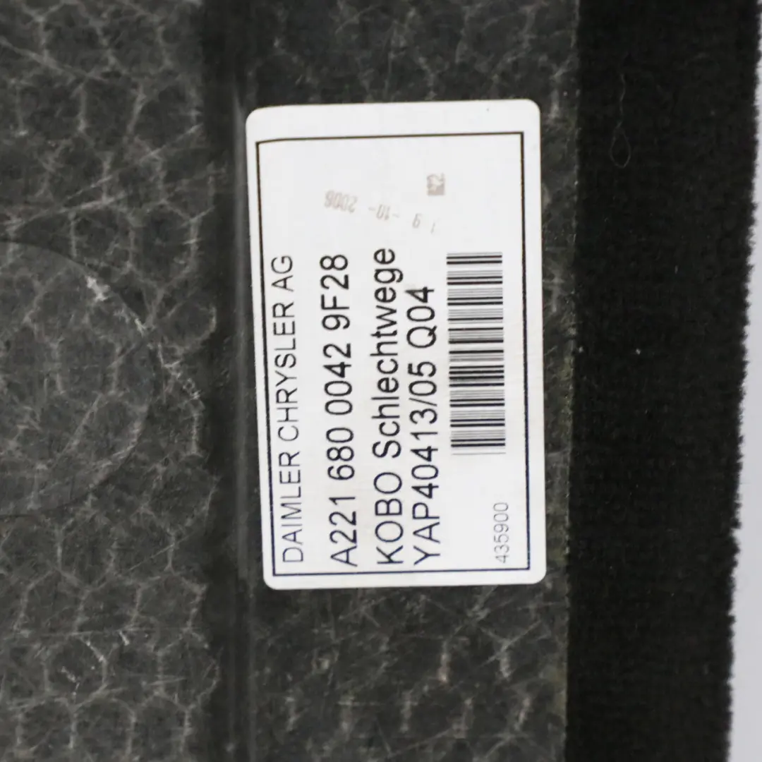 Maletero Forro Piso Equipaje Alfombra Panel Mat para Mercedes W221 con número de pieza A2216800042 Mercedes W221 Maletero Forro Piso Equipaje Alfombra Panel Mat - SKU A2216800042 - Número de pieza A2216800042