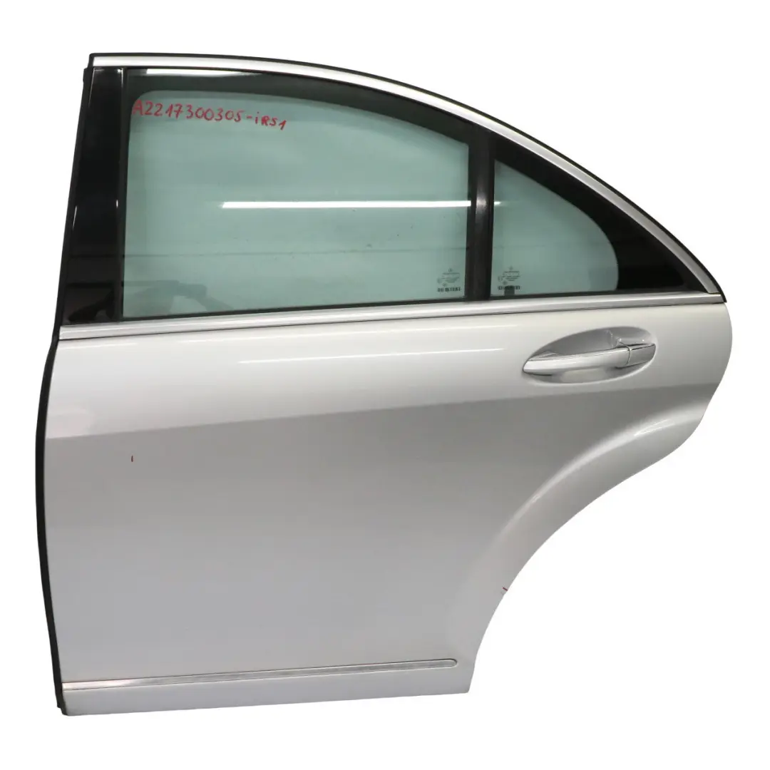 Left Door N/S Door Covering Iridium Silver Metallic - 775 to Mercedes W221 Rear with Part number A2217300305 Mercedes W221 Rear Left Door N/S Door Covering Iridium Silver Metallic - 775 - SKU A2217300305-IRS1 - Part number A2217300305