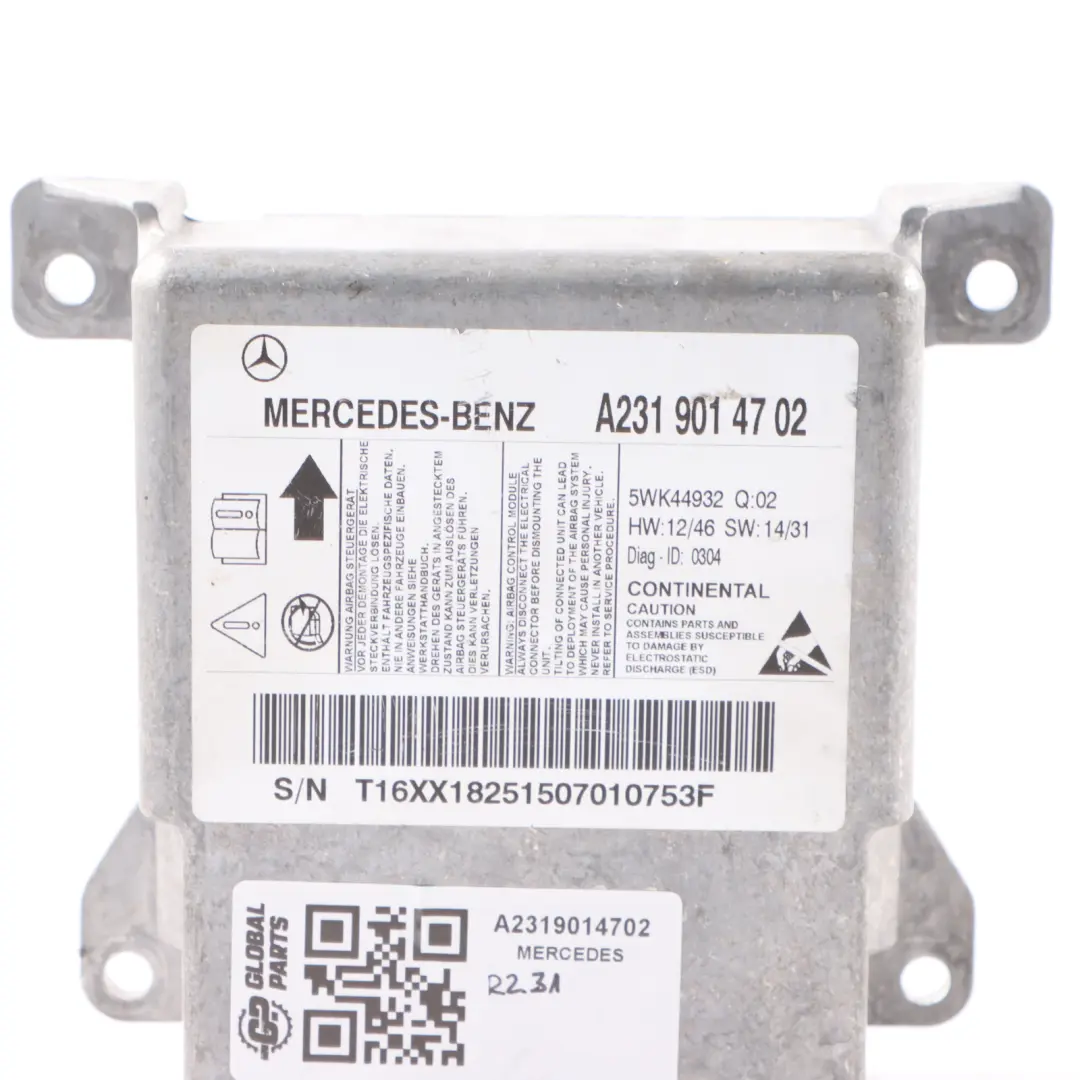 Modulo Di Controllo Del Modulo Aria ECU SRS per Mercedes R231 con numero di parte A2319014702 Mercedes R231 Modulo Di Controllo Del Modulo Aria ECU SRS - SKU A2319014702 - Numero di parte A2319014702