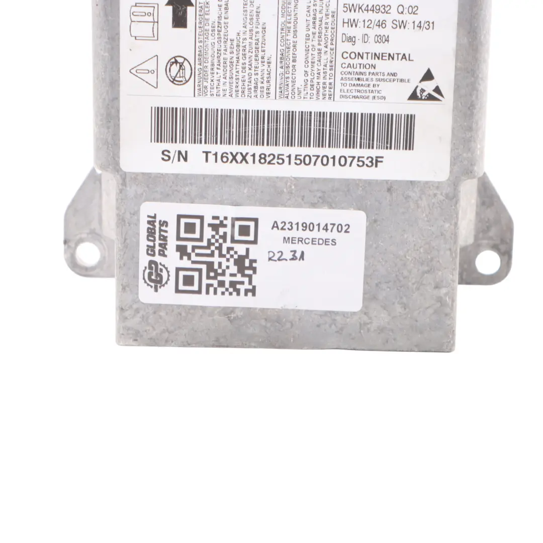 Unité Commande Module D'Air ECU SRS Module pour Mercedes R231 à propos du numéro de pièce A2319014702 Mercedes R231 Unité Commande Module D'Air ECU SRS Module - SKU A2319014702 - Numéro de pièce A2319014702