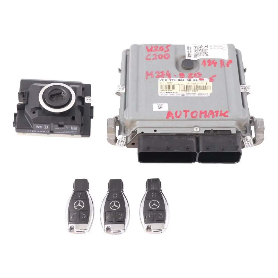 Mercedes W205 C200 274.920 184PS Motor ECU Kit Schlüssel Automatik - SKU A2749000800-5 - Teilenummer A2749000800