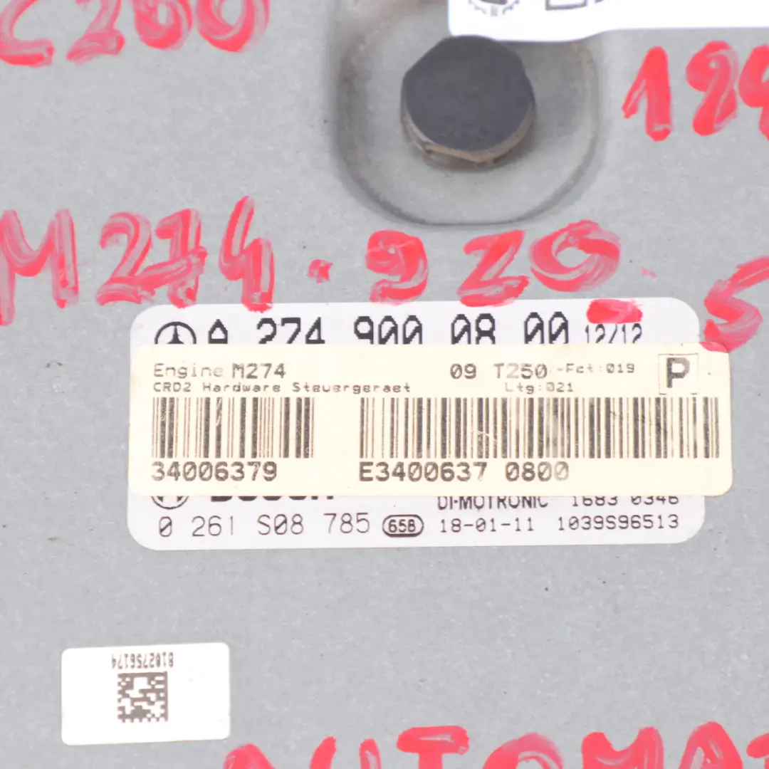 C200 274.920 184HP Motore ECU Blocco chiave Automatico per Mercedes W205 con numero di parte A2749000800 Mercedes W205 C200 274.920 184HP Motore ECU Blocco chiave Automatico - SKU A2749000800-5 - Numero di parte A2749000800