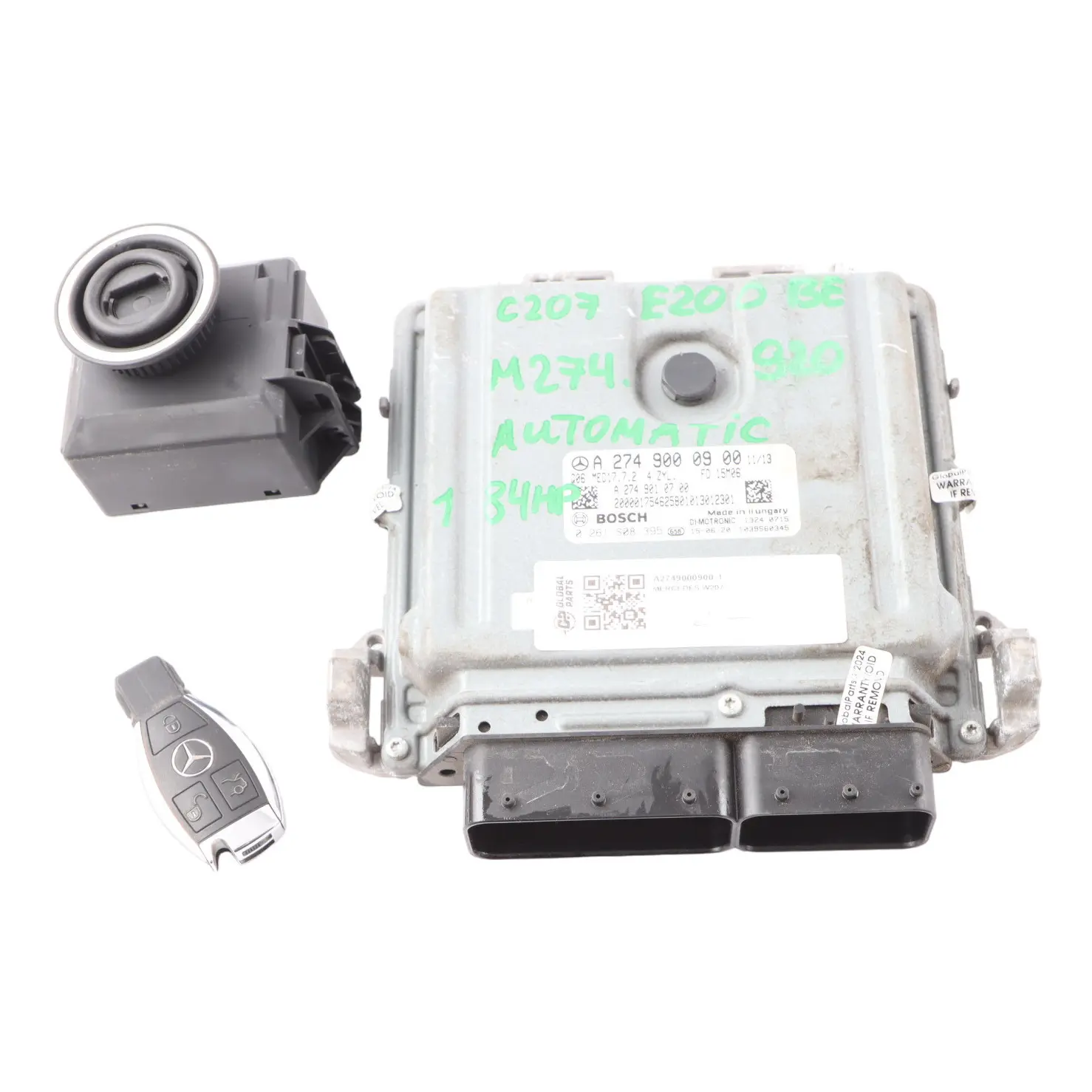 Mercedes W207 E200 BE M274.920 Motor Module ECU Kit A2749000900 Sleutel
