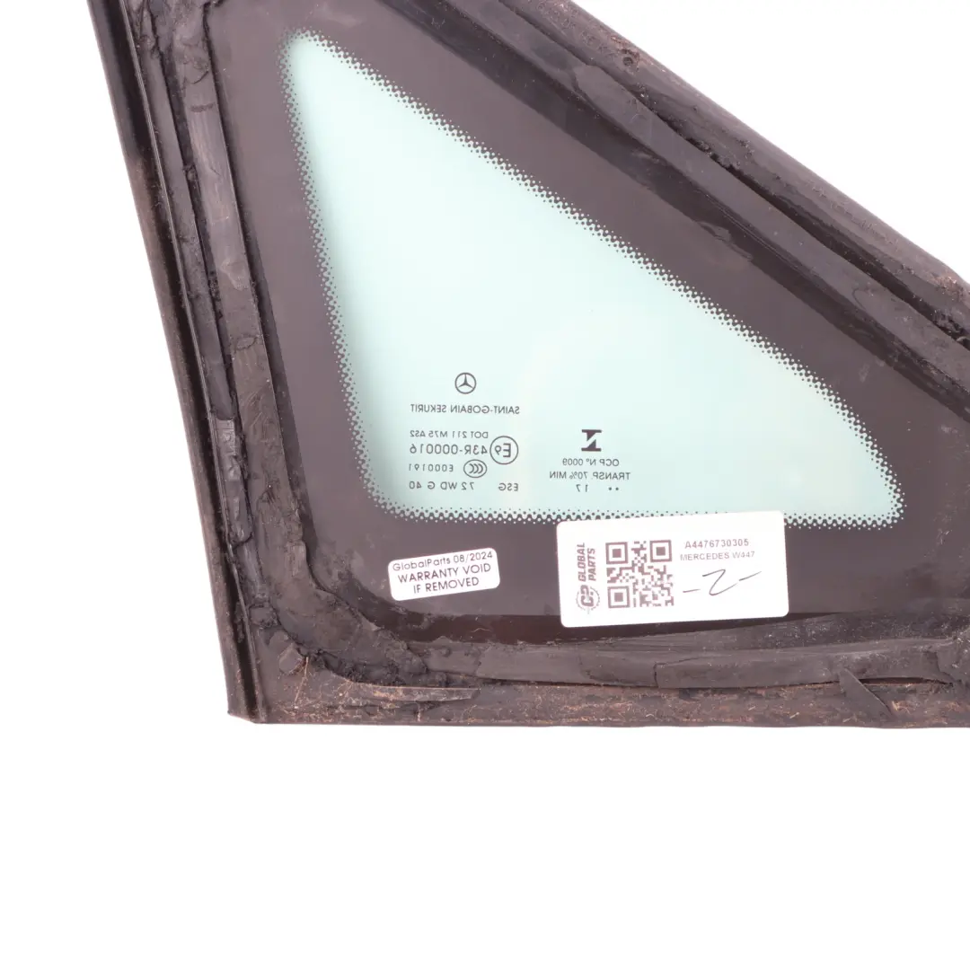 Glace de custode avant gauche AS2 pour Mercedes Vito Viano W447 à propos du numéro de pièce A4476730305 Mercedes Vito Viano W447 Glace de custode avant gauche AS2 - SKU A4476730305 - Numéro de pièce A4476730305