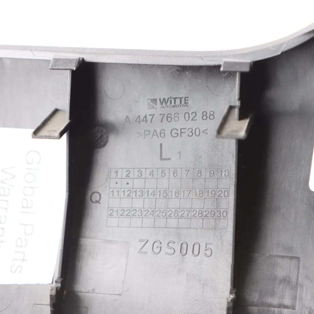 Trim Panel Cover Rear Left N/S Sliding Door Black to Mercedes W447 with Part number A4477660288 Mercedes W447 Trim Panel Cover Rear Left N/S Sliding Door Black - SKU A4477660288 - Part number A4477660288