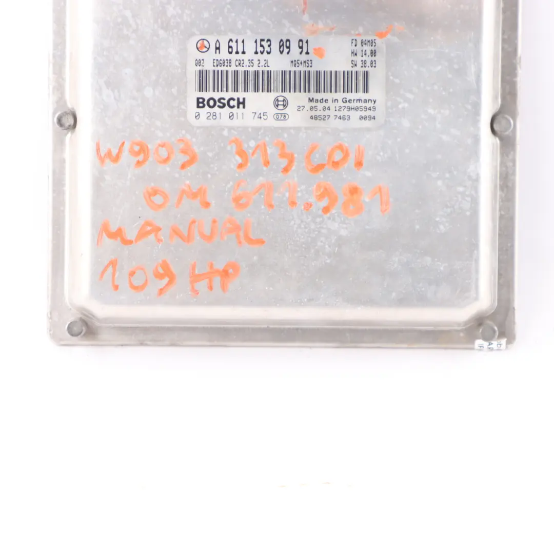 W901 Engine Control Unit Module ECU OM611 Diesel to Mercedes Sprinter with Part number A6111530991 Mercedes Sprinter W901 Engine Control Unit Module ECU OM611 Diesel - SKU A6111530991 - Part number A6111530991