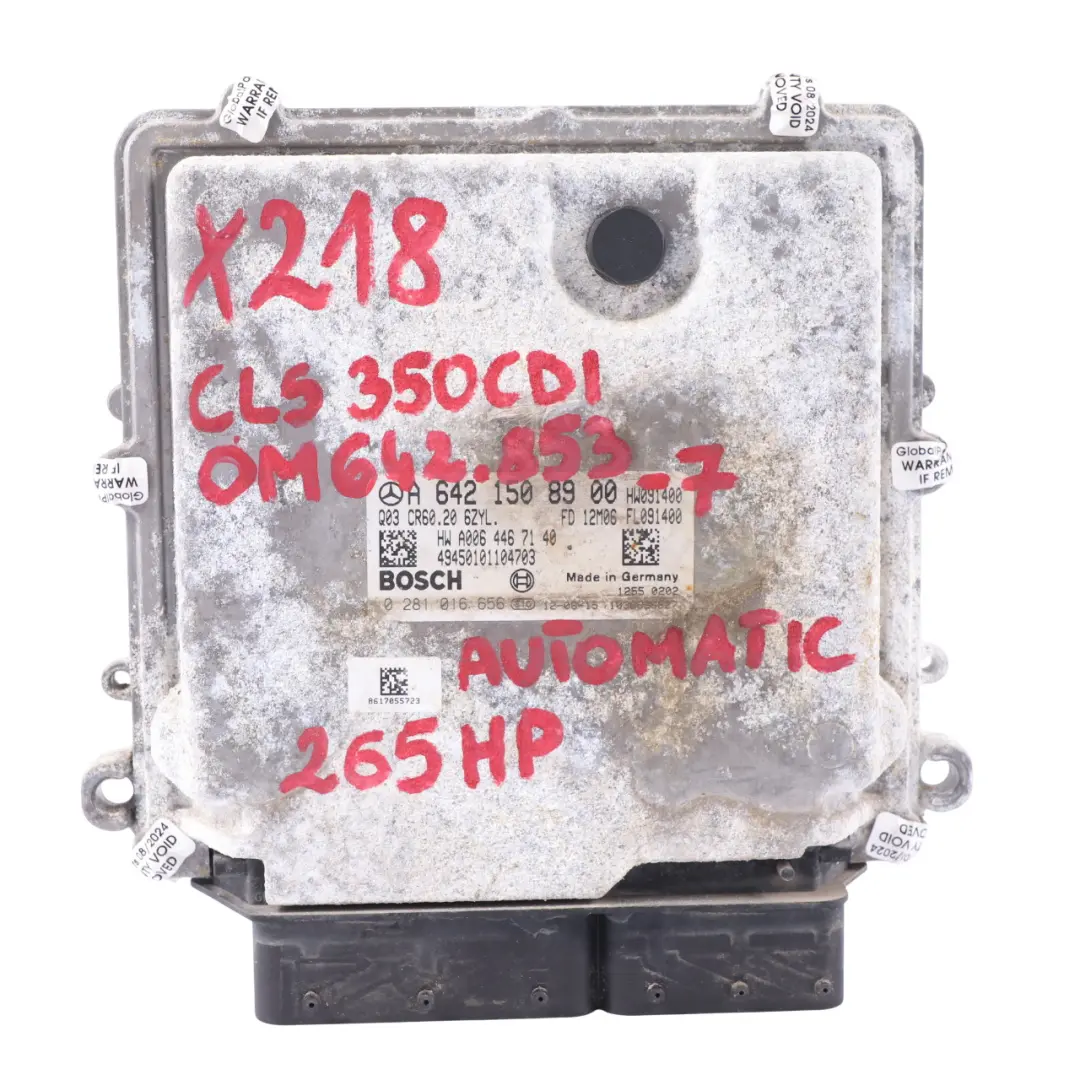 Mercedes X218 CLS 350CDI OM642.853 Engine Control Unit ECU Kit Key - SKU A6421508900-7 - Part number A6421508900
