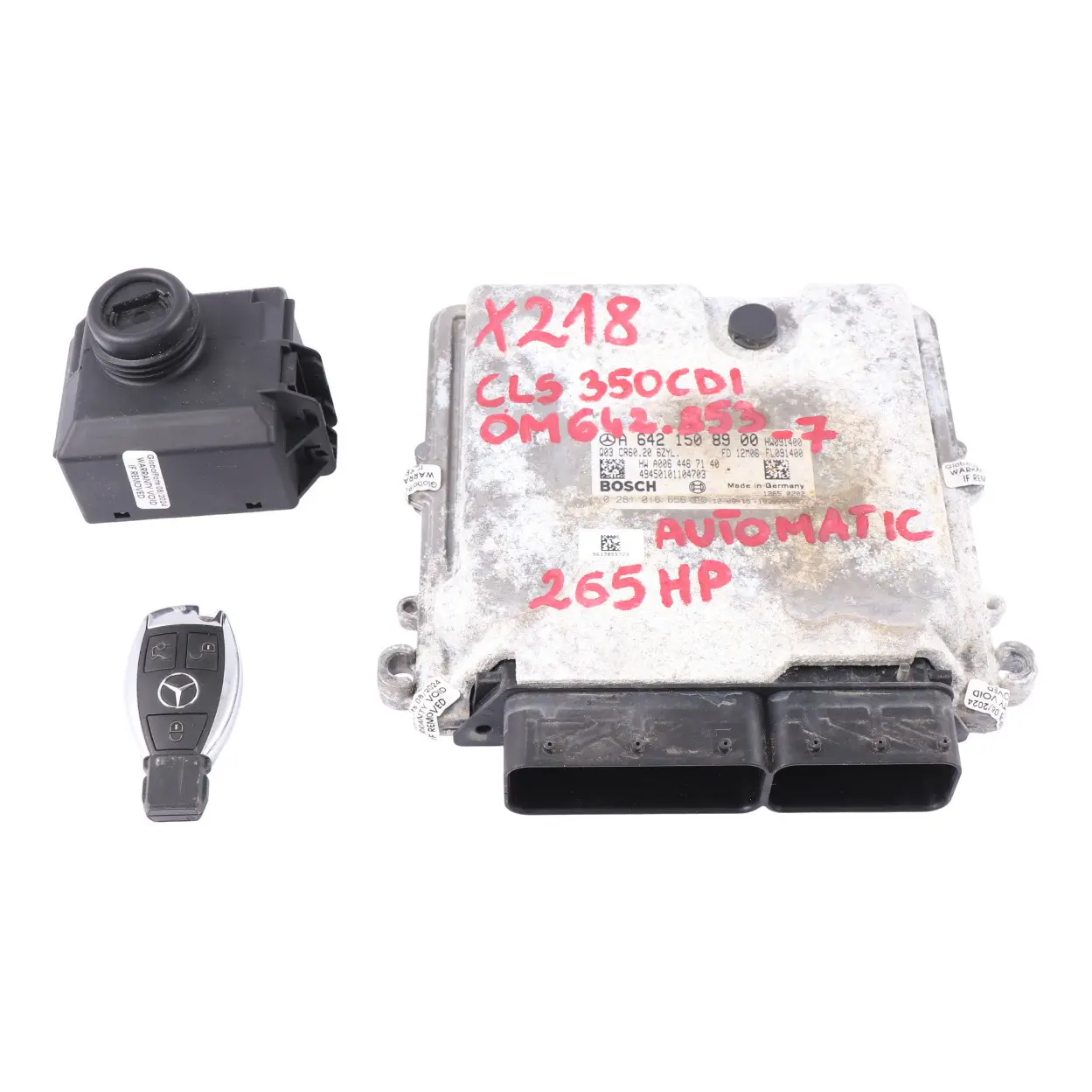 Mercedes X218 CLS 350CDI OM642.853 Engine Control Unit ECU Kit A6421508900 Key